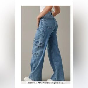 American Eagle Outfitters curvy super high-rise High-Rise Cargo Jeans
